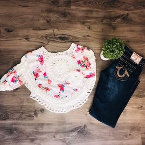 White flower bohemian short sleeve blouse 3 for 30
